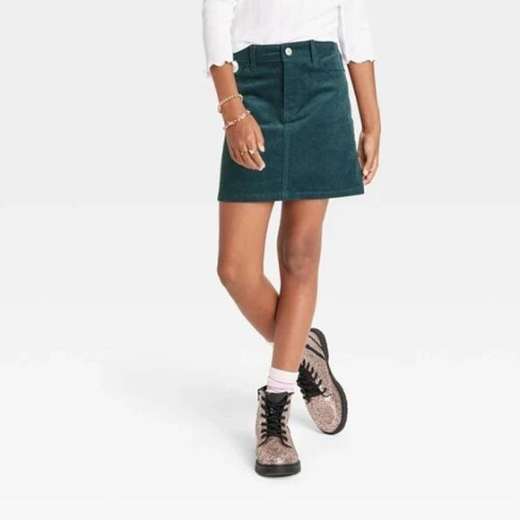 Girls' Corduroy Skirt - art class Teal Green L 10/12 - Picture 1 of 10